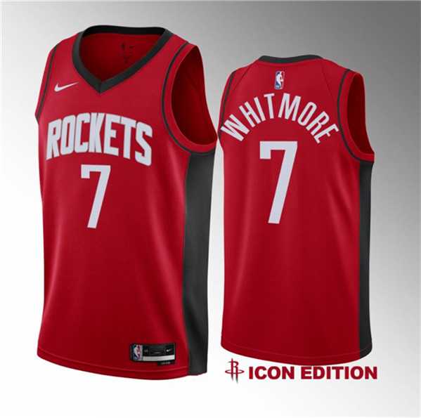 Men%27s Houston Rockets #7 Cam Whitmore Red 2023 Draft Icon Edition Stitched Basketball Jersey Dzhi